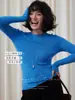 Camiseta Interior de Lana Dorada del Yangtsé de 60 Hilos Ultra Fina de Alemania, Nuevo Top de Punto con Cuello Redondo para Mujer de Otoño