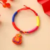 Pulsera Tejida de Cuerda de Cinco Colores del Festival del Bote del Dragón con Nudo de Flor de Durazno, Pulsera Semi-Terminada Hecha a Mano DIY para Niños, Venta al por Mayor de Regalos