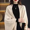 Bufanda Chal de Punto 35% Cachemir 65% Lana Estilo Nuevo Color Sólido Holgado Versátil Abrigo Capa Cárdigan