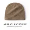 Gorro de Punto Acanalado 100% Cachemira Otoño Invierno Mujer Gorro de Punto Rayado Lana Tejida Protección para Orejas Cubre Cabeza Comprar Hace que la Cara se Vea Más Pequeña