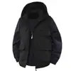 Chaleco de Algodón para Hombre Otoño Invierno con Terciopelo Grueso con Capucha Chaleco de Trabajo Multibolsillos Cuello Alto Chaleco para Hombre al Aire Libre de Moda