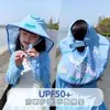 Novo Chapéu de Sol de Xale de Verão para Crianças, Meninos e Meninas, Chapéu de Proteção Facial e Pescoço Anti-UV de Aba Larga para Exterior