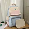 Nueva Bolsa de Plástico de Ins Japonés Fresca Dulce Girly de Alto Valor para Estudiantes de Secundaria y Preparatoria Mochila Ligera con Bloques de Color