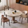Mesa de jantar Yunyue com tampo de pedra em formato de pétala e madeira maciça, estilo mid-century, novo modelo 2026, mesa redonda para casas pequenas