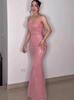 Verano 2025 Nuevo Europeo y Americano Amazon Vestido Largo de Moda de Lentejuelas con Tirantes de Cintura Alta