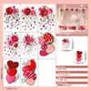 Decoraciones de ambiente en forma de corazón de rosa para el Día de San Valentín Pegatinas electrostáticas para puertas y ventanas de vidrio 2026