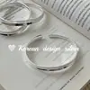 Loja de Celebridade da Internet Dongdaemun Coreana Joias de Prata S925 Prata Pura Anel Liso Côncavo Pulseira com um Toque Único, Simples e de Alto Padrão