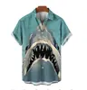 Comércio exterior 2024 estampa legal fofa de tubarão com impressão 3D camisa masculina casual de rua masculina