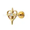 Jiangtai F136 Titanio Transfronterizo Más Vendido Forma de Corazón Estrella de Cuatro Puntas Perforación de Labio Perforación de Hélice Corporal de Aleación de Titanio G23 Joyería