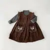 Vestido Coreano para Niñas, Colección Otoño 2025, Vestido Chaleco, Nuevo y Elegante Vestido Bordado para Bebés en Otoño