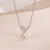 Collar con Símbolo de Porcentaje con Colgante de Perla y Diamante, Diseño de Nicho, Moda Versátil, Estilo Caliente 2023, Cadena Sexy para Clavícula
