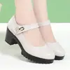 Plataforma impermeable de larga duración, zapatos versátiles de cuero suave con suela gruesa, cómodos para estar de pie, tacón grueso, zapatos de cuero para mujer, antideslizantes, adecuados para cheongsams y desfiles de moda