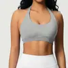 Sujetador deportivo cruzado sin costuras para mujer, que alisa la espalda, de corte ajustado, alta elasticidad, ajustado, con cuello halter, adecuado para correr, fitness y yoga
