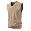 Suéter Chaleco de Color Liso para Hombre Europeo y Americano Otoño/Invierno 2026 Chaleco de Punto sin Mangas Cuello en V Ropa Casual para Hombre