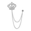 Broche de Traje para Hombre Coreano Corona Cadena Borla Ropa de Traje Corsage Emblema Vestido de Boda Accesorios para Mujer