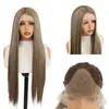 Peruca de comércio exterior com tela frontal, cores mistas, 4 misturas de cabelo liso longo 26, fibra resistente ao calor, natural e macio, estoque de fábrica disponível para atacado