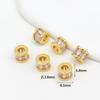 Cuentas Espaciadoras Grandes con Agujero, Incrustadas con Circonia, Chapadas en Oro de 18K, Encaje Chapado en Oro, Corona de Flores Doble Cara, Accesorios de Cuentas DIY C45