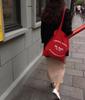 Ofr Paris Paris livraria periférico versátil francês simples letra bolsa de ombro fina bolsa de tecido cinza bolsa feminina
