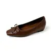 Sapatos Rasteiros Slip-On Quadrados com Laço Aumentadores de Altura de 5cm para Mulheres, Novos Sapatos Vovó Slip-On Tecidos Estilo Francês 2026