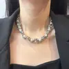 Collar de Perlas Envueltas en Cadena Cubana para Mujer Tendencia Nicho Sentido del Diseño de Alto Nivel Cadena de Clavícula Hip-Hop Cadena para Hombre y Mujer