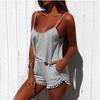 EBay AliExpress Explosões Sexy Esportivo Lazer Corrida Cor Sólida Regata Conjunto Curto Roupa Feminina