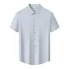 Camisa de Verano Transpirable con Patrón de Nailon, Manga Corta, Lujo Ligero Casual de Negocios, Antibacteriana, Camisa Polo con Cuello de Solapa