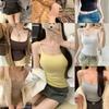 Nuevo Estilo Deseo Puro Chica Caliente Sexy Camisola de Cuello U para Mujer Look Adelgazante y Look Adelgazante Todo en Uno con Copas Sin Copas Corridas