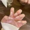 Puntas de Uñas de Lunares Bicolores, Uñas Portátiles, Uñas Ojo de Gato Pre-hechas con Perlas de Vidrio Transparentes, Uñas Postizas con Variaciones de Tamaño
