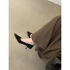2025 Novo Estilo Outono Estilo Retrô Francês Bico Fino Camurça Boca Rasa Salto Alto Stiletto Sapatos Versáteis Estilo Casual Feminino