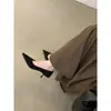 2025 Novo Estilo Outono Estilo Retrô Francês Bico Fino Camurça Boca Rasa Salto Alto Stiletto Sapatos Versáteis Estilo Casual Feminino
