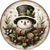 Posavasos Redondo para Mesa de Navidad Muñeco de Nieve Sombrero Negro Impresión de Muñeco de Nieve Aislante Decoración de Mesa de Comedor de Navidad Mesa Redonda