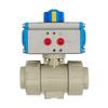 Válvula de bola neumática AQ621F PPH, de paso recto, de tipo termofusible, resistente a ácidos y álcalis, de plástico, DN15-100