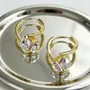 Brincos de Zircônia Dourada para Mulheres, Design de Nicho, Brincos de Luxo de Alta Qualidade, Novo Estilo 2026, Modernos e Versáteis, Elegantes Acessórios de Orelha