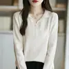 Suéter de punto para mujer de estilo coreano, nuevo para la primavera de 2025, de importación transfronteriza, con cuello tipo polo y mangas largas