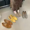 Mocasines de piel auténtica con suela blanda para mujer, nuevos mocasines planos de gamuza vintage 2024 con punta cuadrada y corte bajo