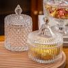 Frasco de vidrio transparente con tapa, ideal para guardar dulces, hisopos de algodón, pinceles de maquillaje, bolígrafos y té.