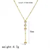 Collar de Acero Inoxidable Multidiamante de Moda Transfronterizo, Cadena Larga para Clavícula de Zirconia de Lujo Ligero de Gama Alta, Oro de 18K que No se Desvanece