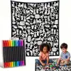 Coloração preto e branco, manta casual para casa, manta multiuso DIY, manta para rabiscar, manta para cochilo, atacado, arte linear pintada à mão, design criativo