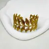 Moda Europea y Americana Pulsera de Acero Inoxidable 18K Diseño de Nicho Hoja de Trigo Hoja Abierta Pulsera No se Desvanece Joyería de Mano Transfronteriza