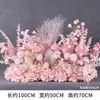 Arreglo floral de piso para boda, decoración de fila de flores rosas, flores de boda, flores artificiales, decoración de pasillo, ambientación, arte floral de escenario T