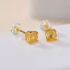 Brincos Yilu Prata Ametista Natural Prata de Lei S925 Citrino Geométrico Casual Facetado Redondo Prata Stud Brincos Atacado