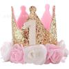 Corona de Cumpleaños DIY para Niños de 1 a 5 Años Tocado de Flor de Espuma Sombrero de Cumpleaños para Niña de 1/2/3/4/5 Años Tocado de Diadema