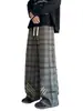 Pantalones de Retazos a Rayas y Cuadros para Hombre Primavera Otoño Tendencia Estilo Americano Casual Sueltos Rectos Pierna Ancha Pantalones Deportivos