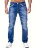 Pantalones Vaqueros para Hombre Elásticos de Mezclilla Pierna Pequeña Multi Bordado Adelgazantes Adelgazantes Azules Pantalones de Hombre, Adecuados para Todas las Estaciones
