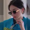 Gafas de Sol Redondas Pequeñas de Metal Estilo Americano Retro para Mujer, Gafas de Sol de Protección Solar Ovaladas de Gama Alta Estilo Callejero
