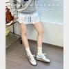 Zapatos de Entrenamiento Moral con Aumento Interno de Altura 5cm Estilo Coreano para Mujer Suela de Cuero Suave Estilo Ballet Moño Plateado Mary Jane Zapatos Casuales