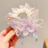 Goma para el pelo infantil de mariposas florales, liga para el pelo de niñas, banda elástica para el pelo, accesorio para moño de niña pequeña, cuerda para el pelo