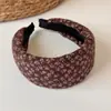 Diadema floral vintage para mujer, diadema ancha de tela Maillard, para realzar la coronilla, peine antideslizante para cubrir el cabello suelto, accesorio para el cabello