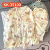 Pijama de Luxo Leve Feminino Primavera Tecido Amassado Manga Longa Calça Fina Doce Bolinhas Conjunto Roupa de Fora Roupas de Casa Atacado