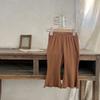 Ins Primavera e Verão Puro Algodão Bebê Flared Calças Meninas Bebê Cor Sólida Stretch Pit Leggings Estilo Coreano Borda de orelha de madeira